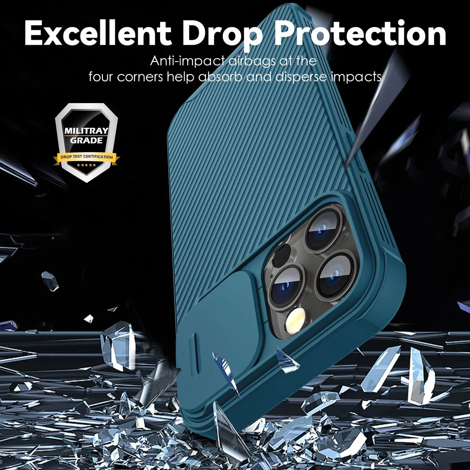 CloudValley Cover iPhone 13 Pro Max 6,7" Scorrevole Blu slim