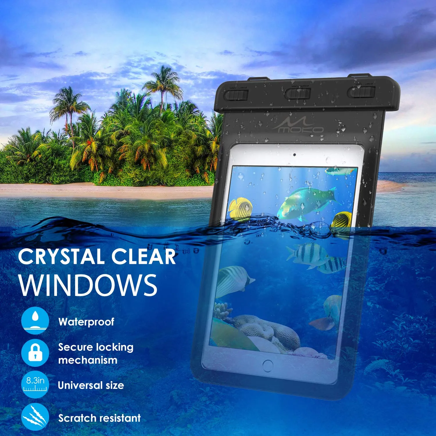 MoKo tablet fino 8,3" custodia impermeabile IPX8 nera