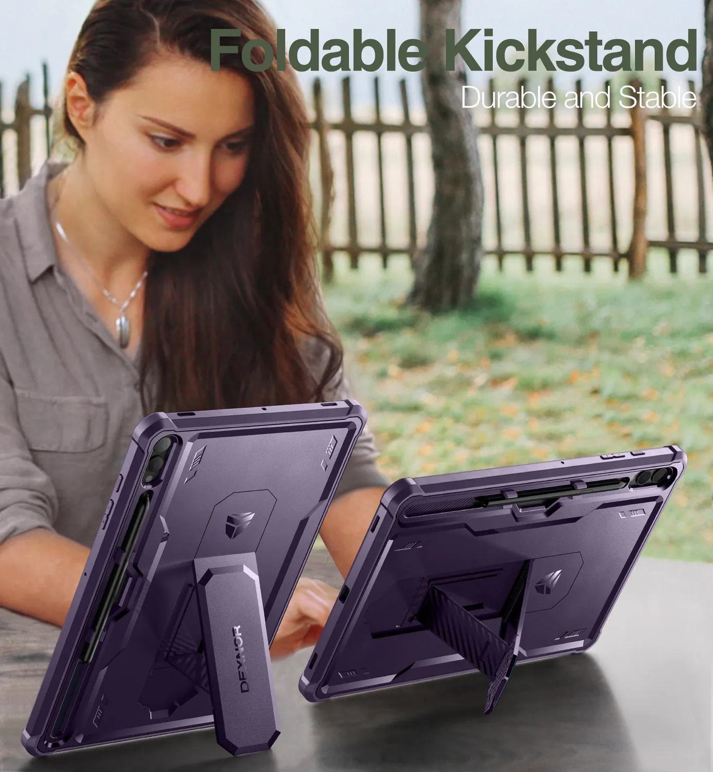 Dexnor Galaxy Tab S9 Plus custodia viola con stand