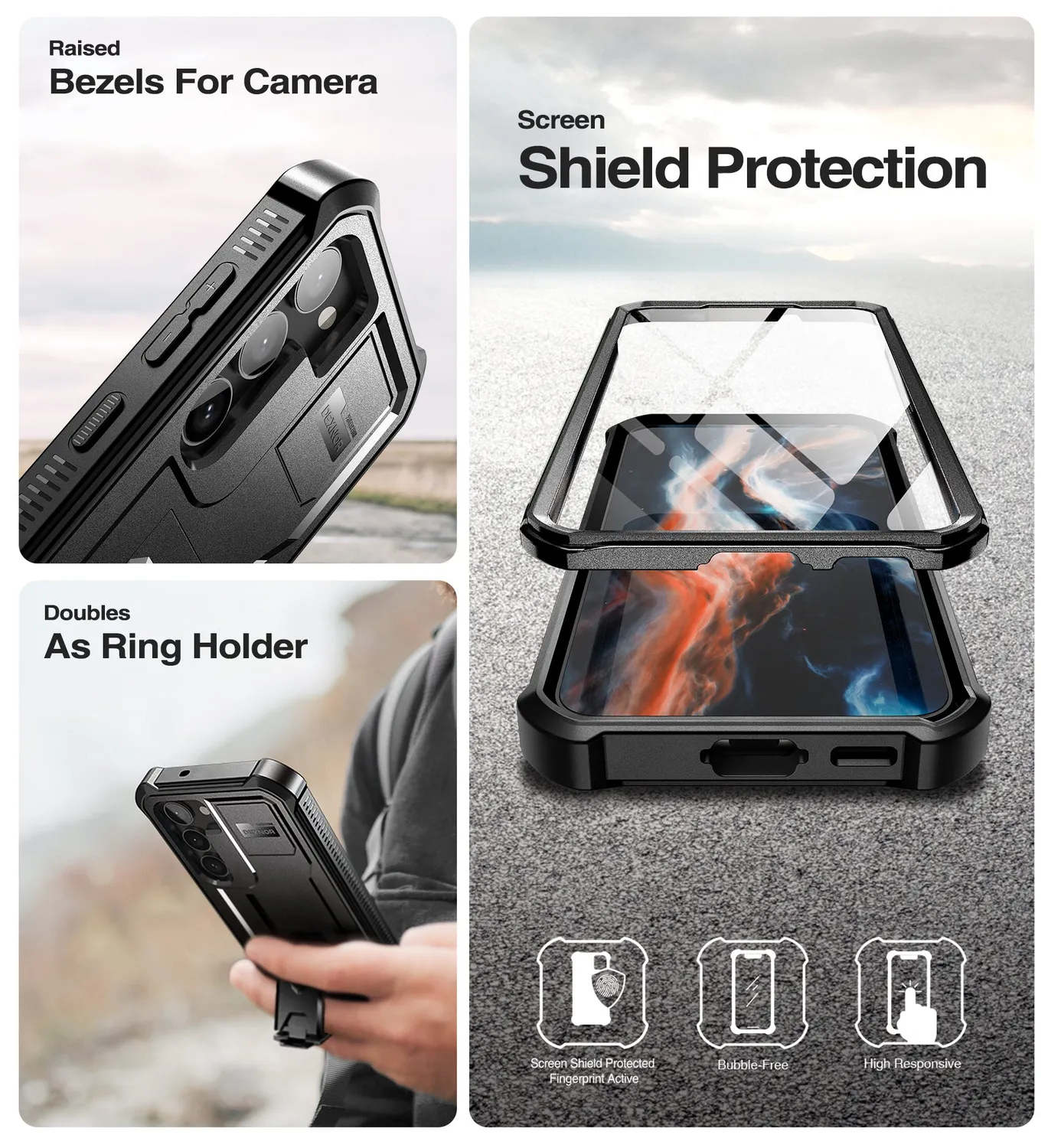 Dexnor Galaxy S23 Plus cover nera 2 pellicole antiurto
