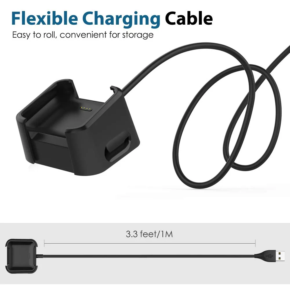 MoKo Caricatore Fitbit Versa 2 nero 2 pezzi USB