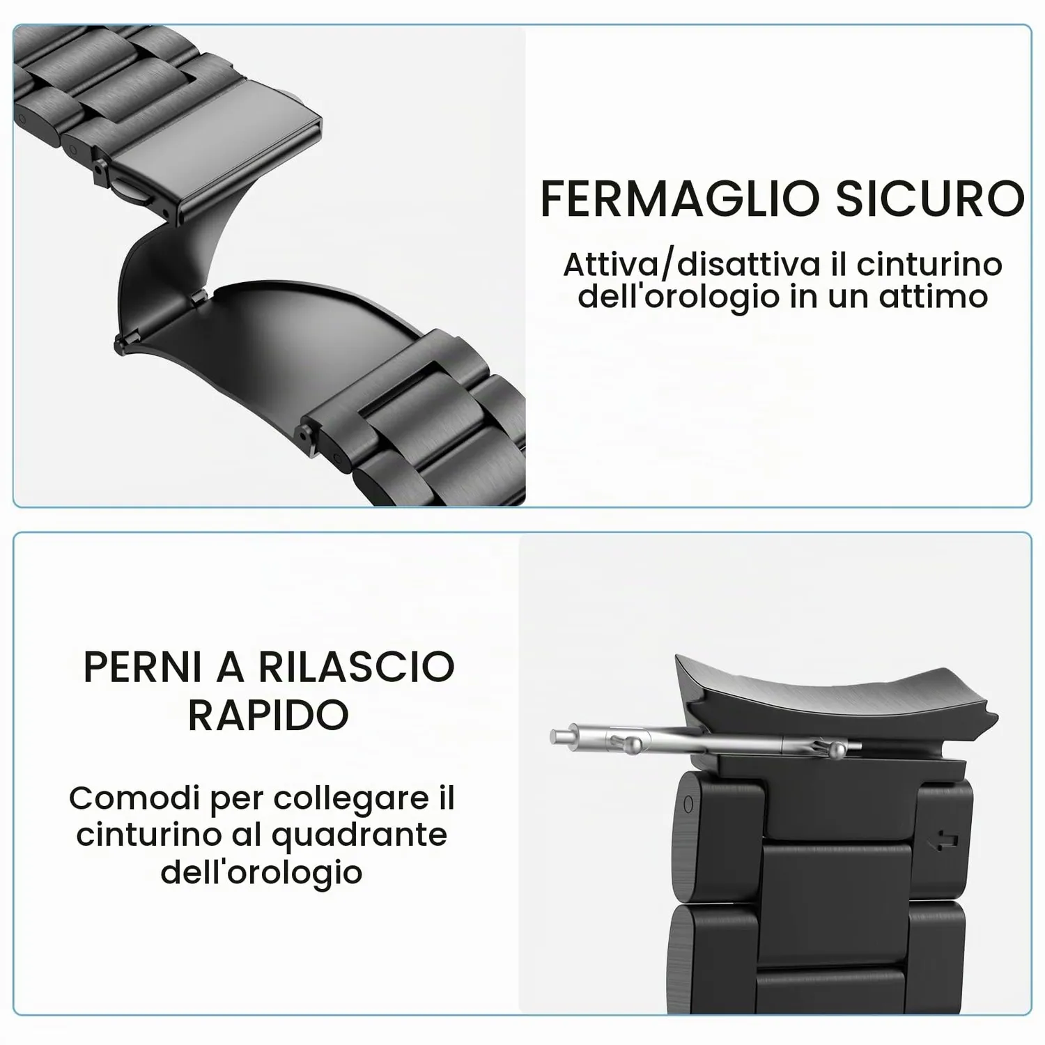 MoKo Cinturino Galaxy Watch Nero Metallo Acciaio