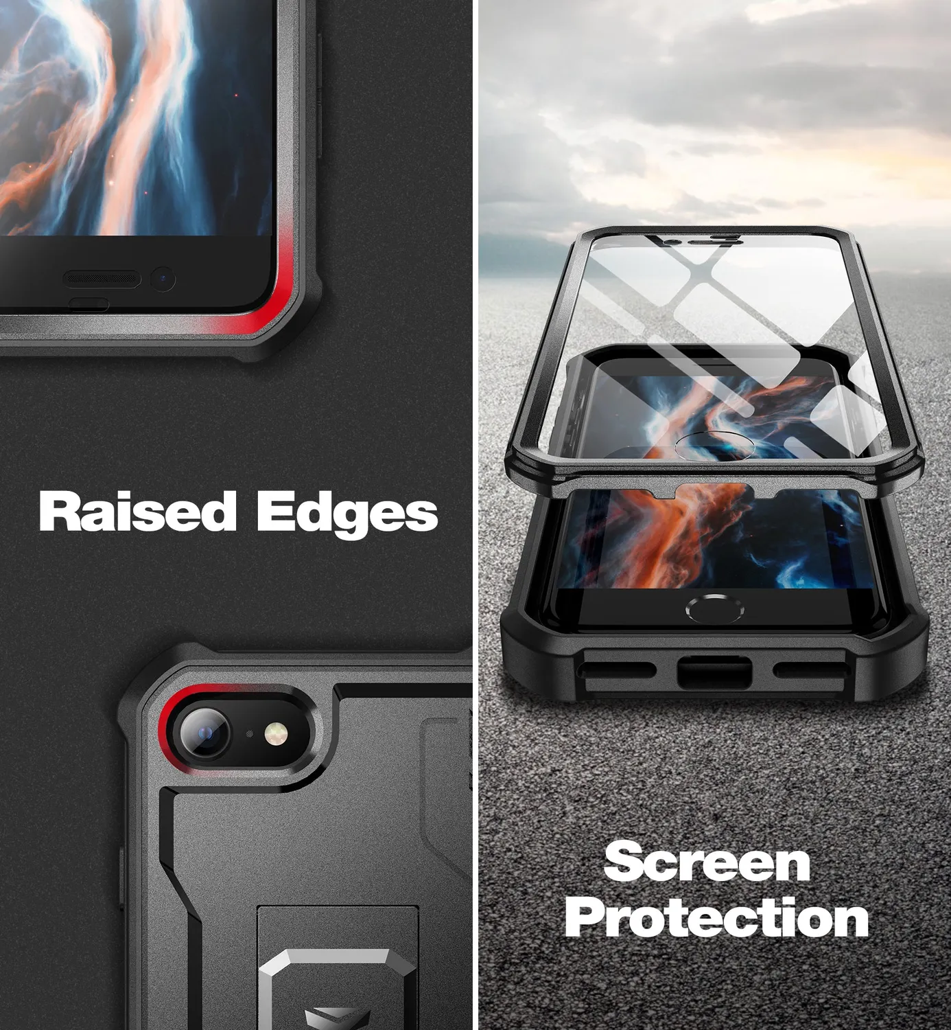 Dexnor iPhone 8 Cover Nera Antiurto Militare Kickstand