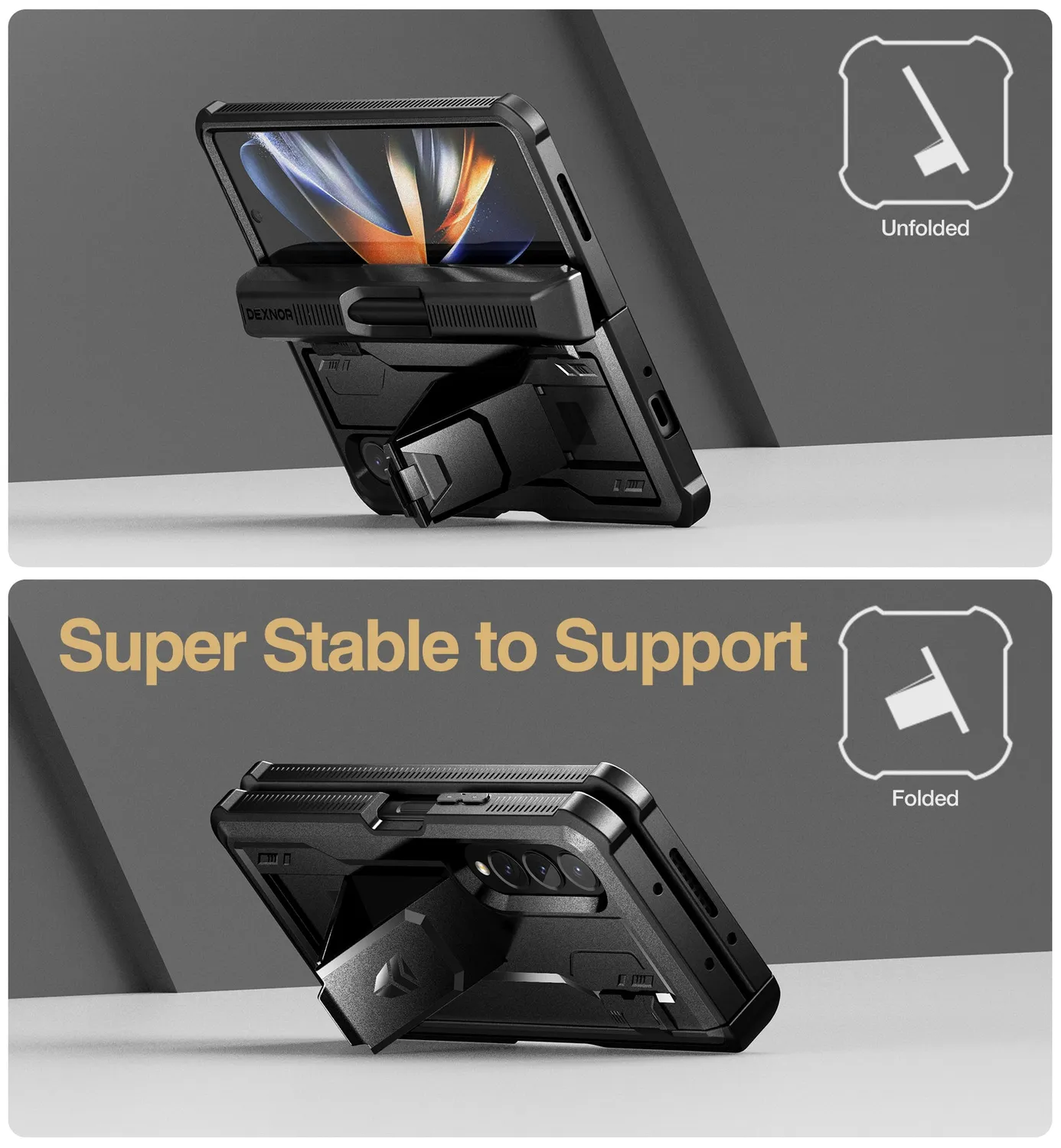 Dexnor Galaxy Z Fold 4 cover nera con cerniera