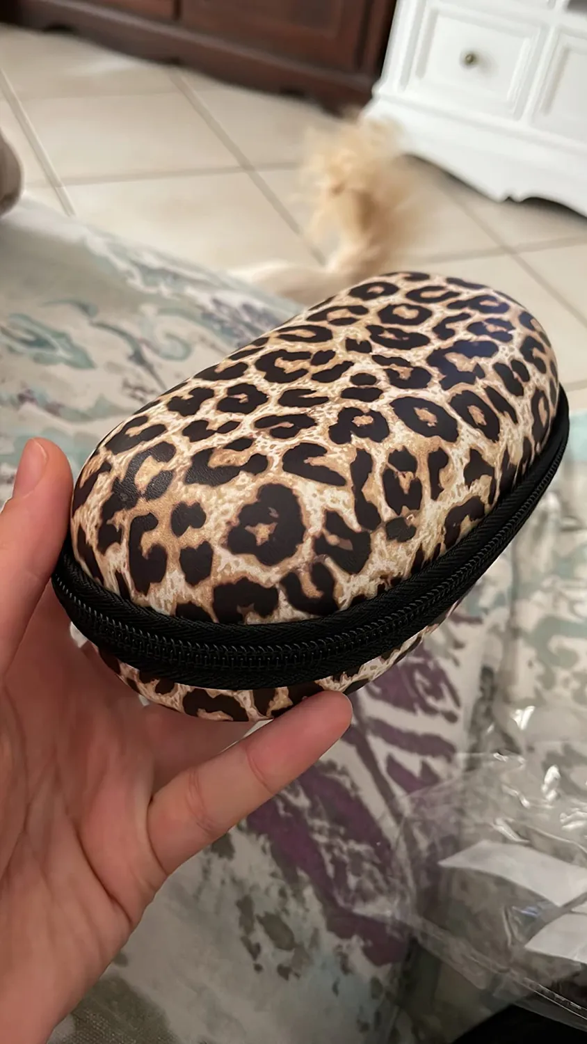 MoKo Custodia Occhiali Pelle con Zip Leopardo Universale