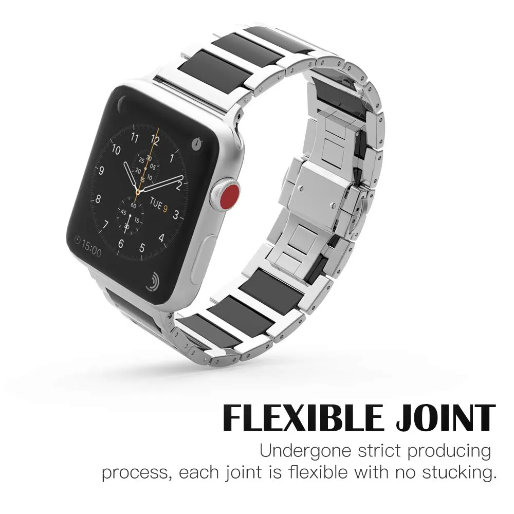 MoKo Apple Watch 42 44 45mm cinturino ceramica nero
