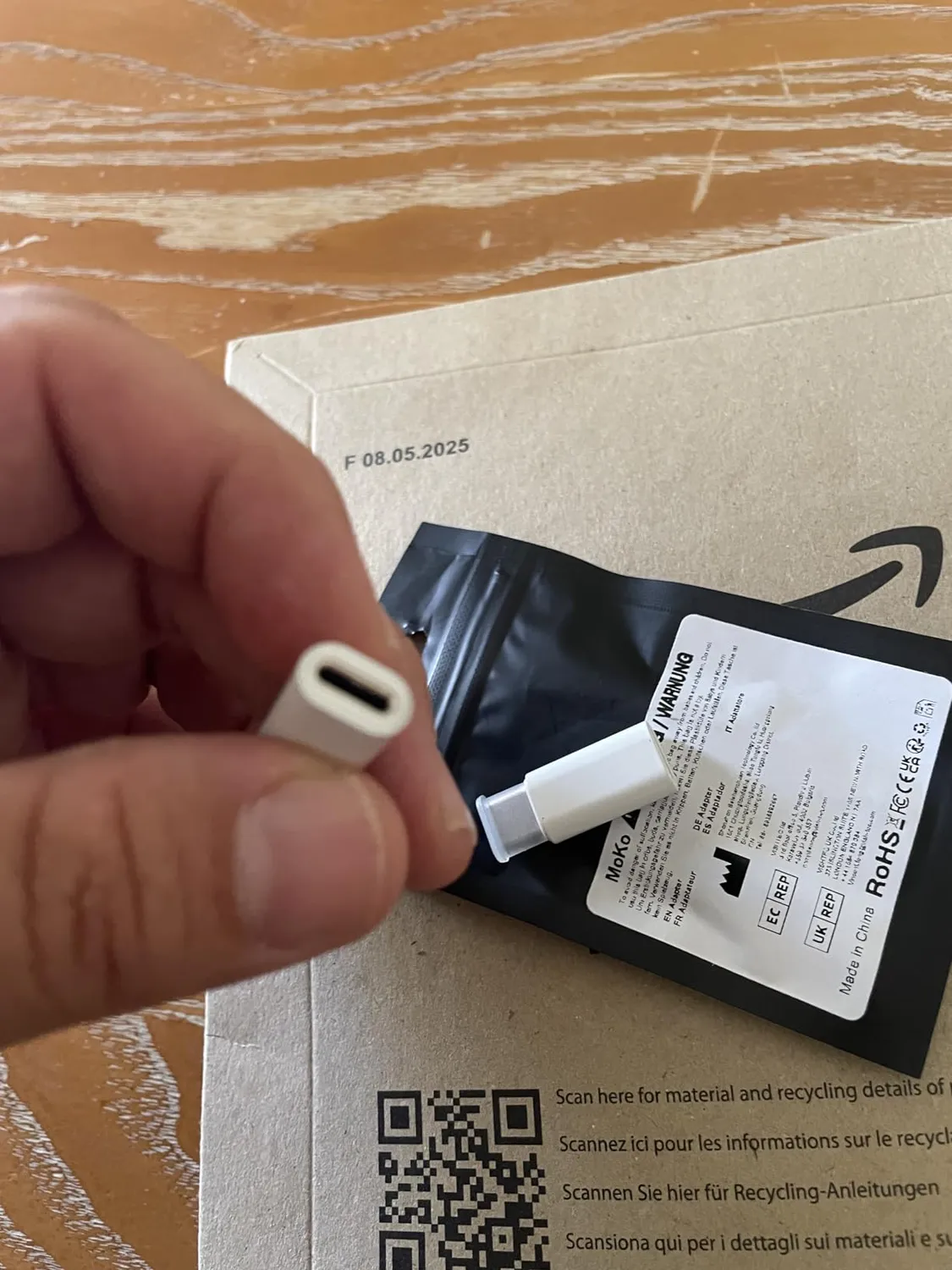 MoKo Adattatore Lightning-USB-C Maschio 2 Pezzi Bianco ricarica