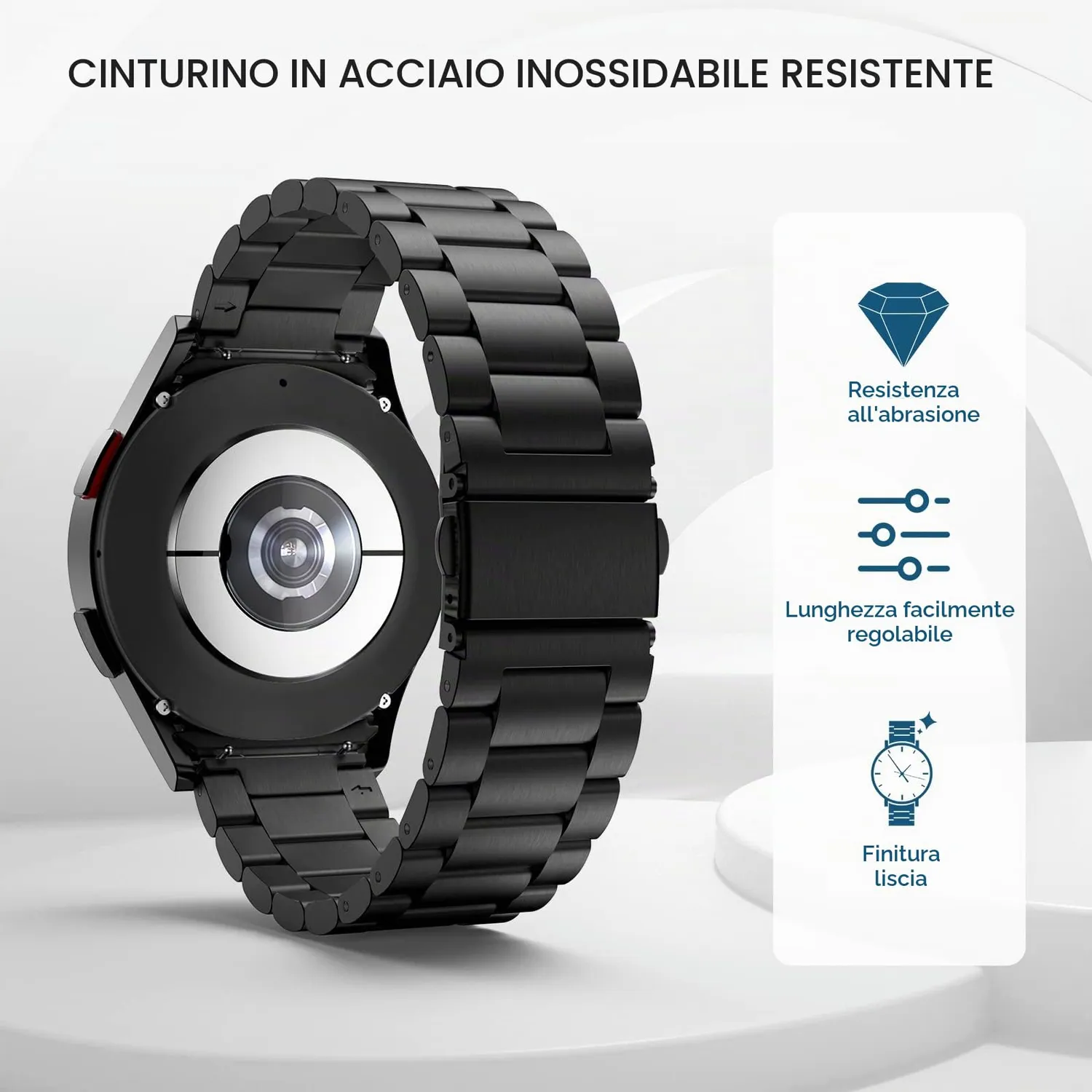 MoKo Cinturino Galaxy Watch Nero Metallo Acciaio