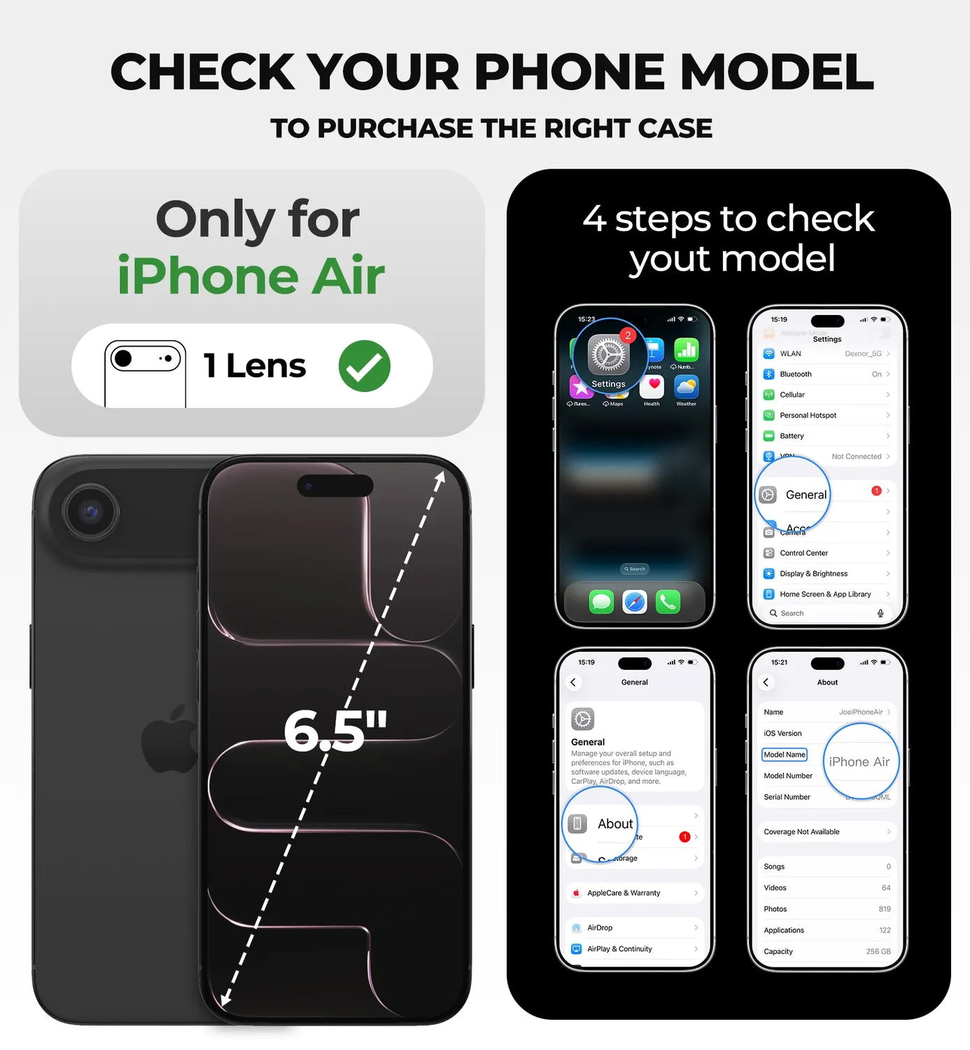 Dexnor cover iPhone 17 Air 6,5" nera MagSafe