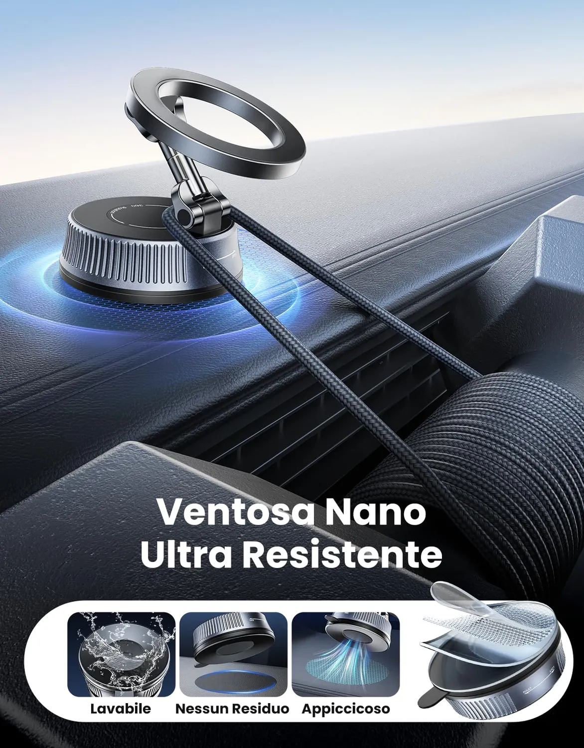 EOIWUY Porta Cellulare Auto Magnetico Nano Gel 360°