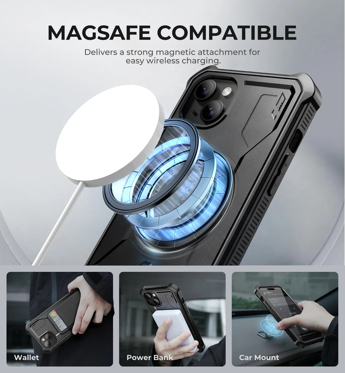 Dexnor iPhone 15 Plus 14 Plus cover antishock nera kickstand