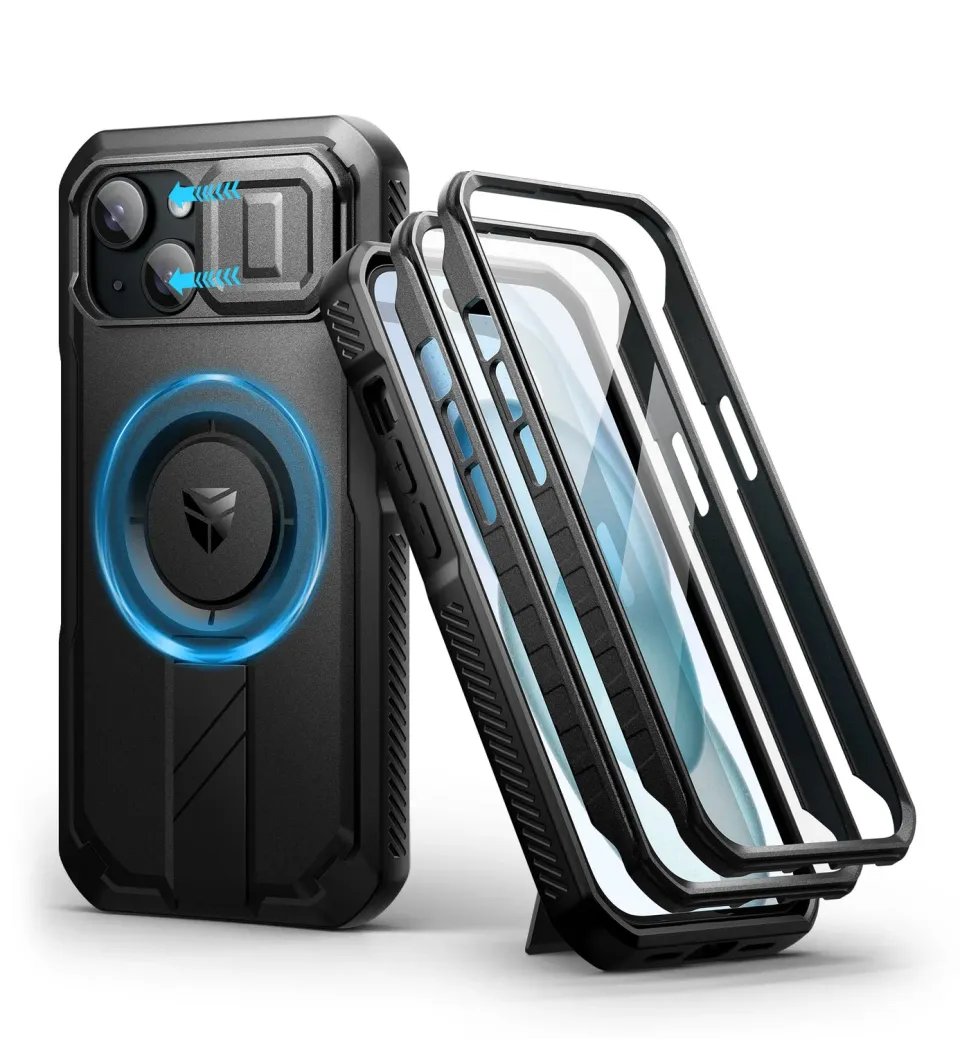 Dexnor iPhone 15 cover nera MagSafe con vetro