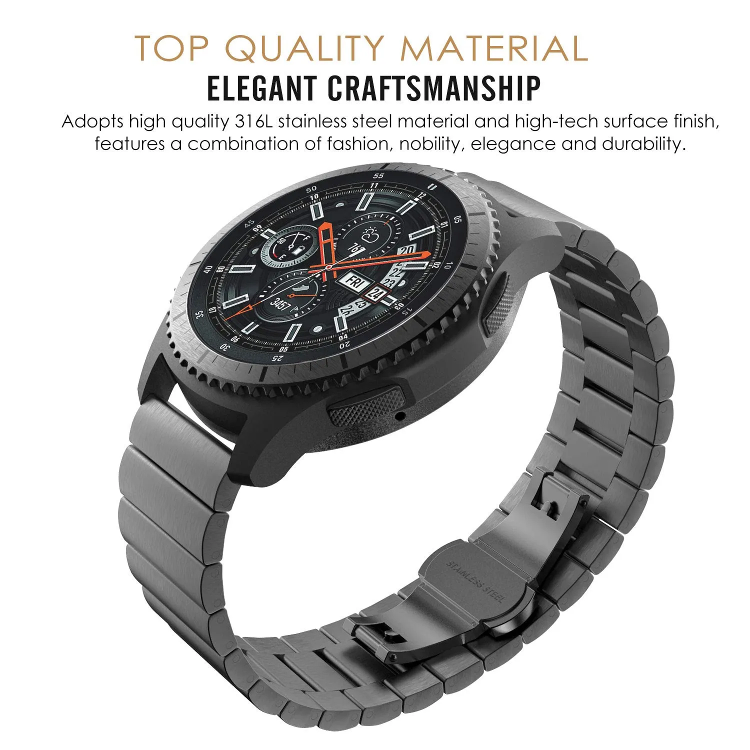 MoKo Cinturino 22mm Acciaio Nero Galaxy Watch 46mm