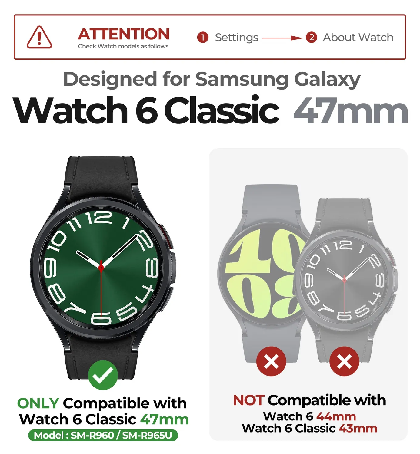 Dexnor per Galaxy Watch 6 cover 47mm nera bumper