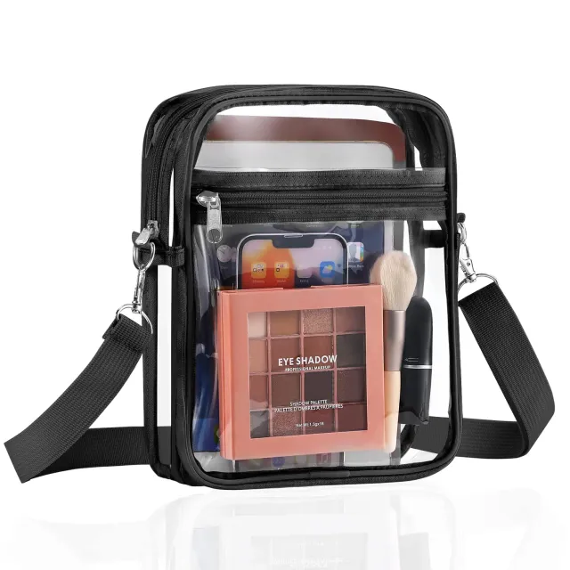 MoKo Borsa Tracolla Trasparente Nera 24x17cm PVC