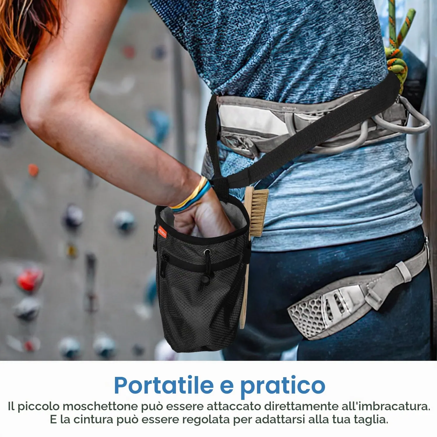 MoKo Borsa gesso arrampicata nera con cintura