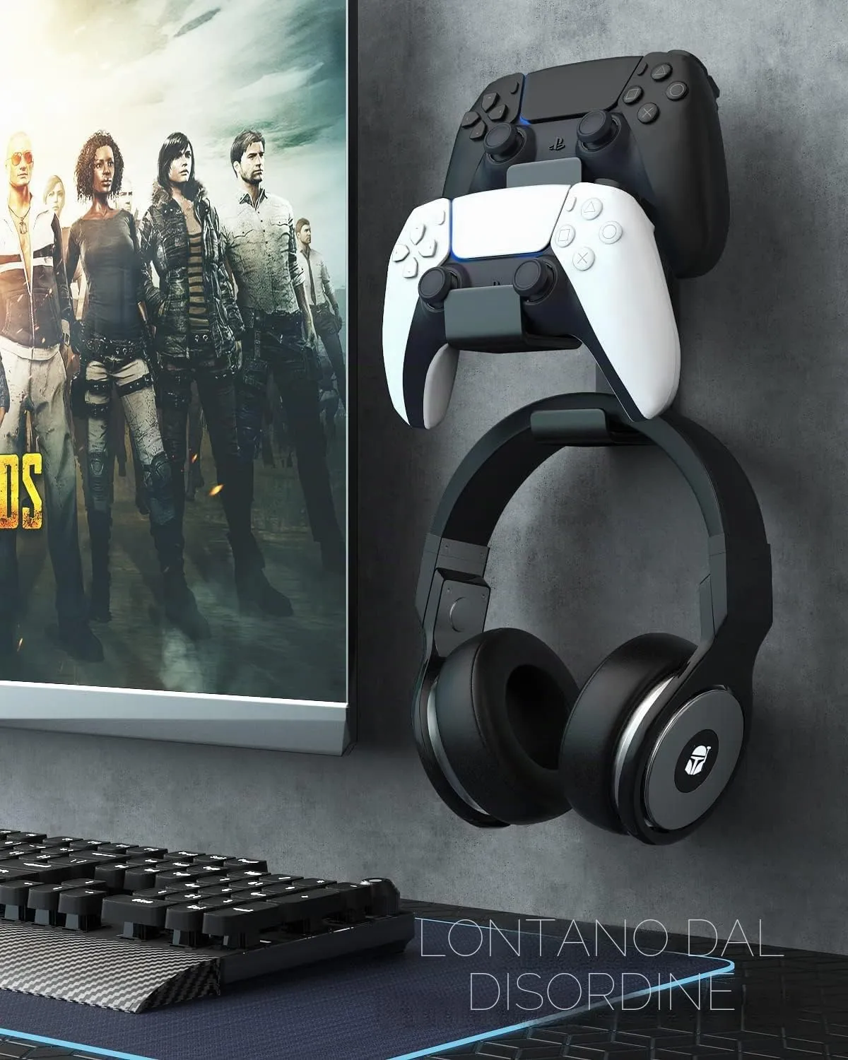 MoKo Supporto Controller Cuffie Nero Alluminio 3 in 1