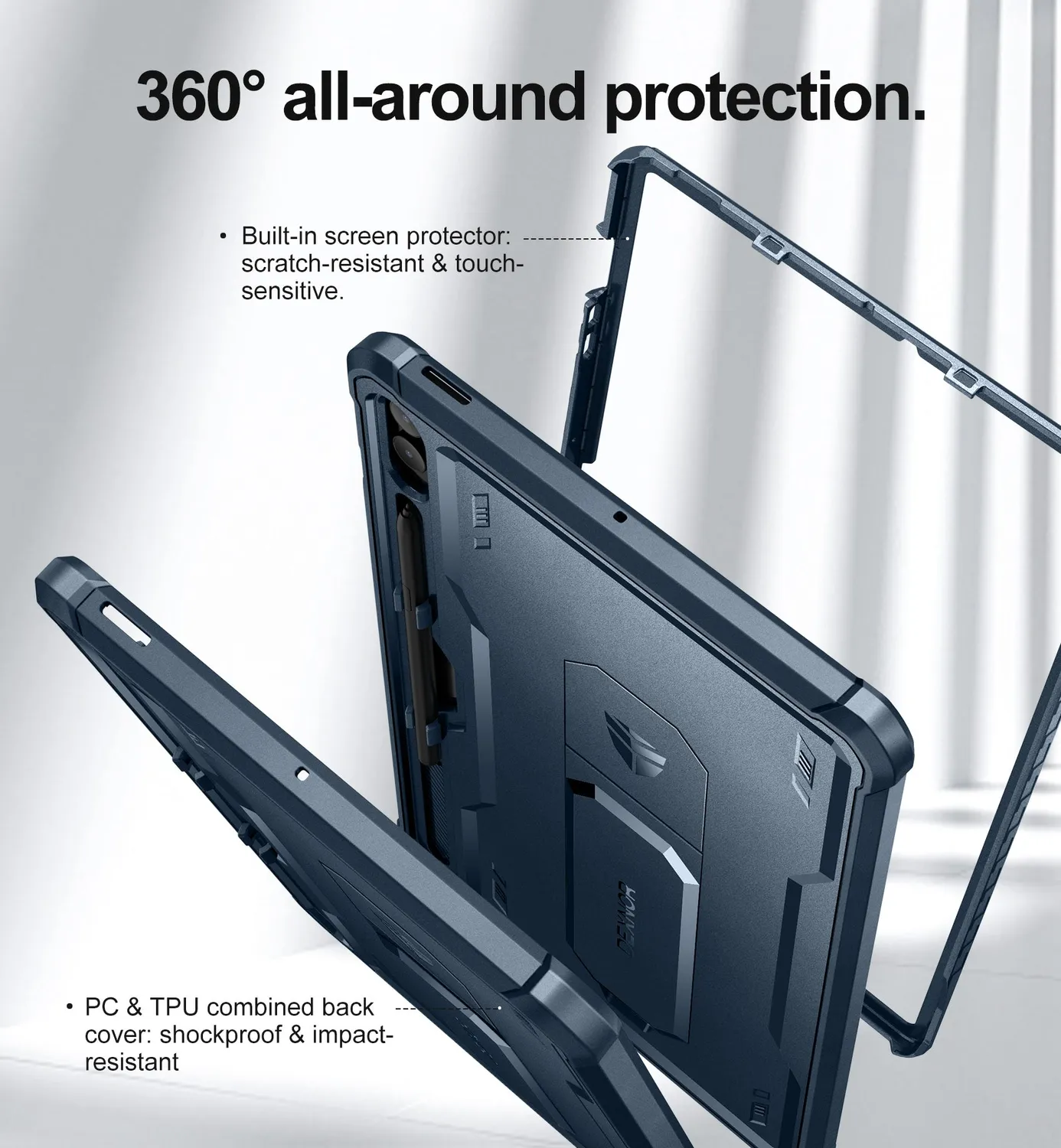 Dexnor Galaxy Tab S9 FE Plus custodia blu antiurto