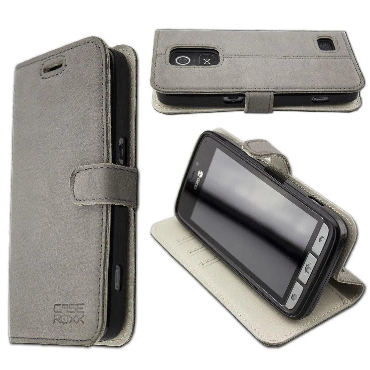 caseroxx Bookstyle Doro 8030/8031 custodia pelle grigia
