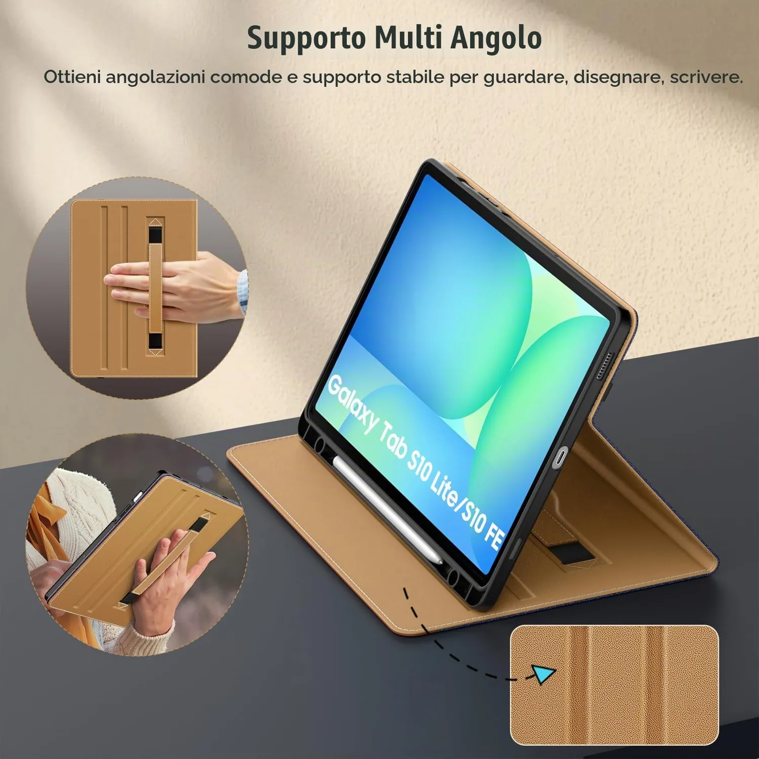 MoKo Cover Samsung Tab S10 Lite/S10 FE Denim Blu Marrone