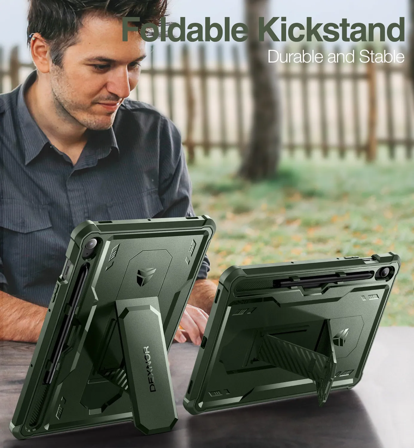 Dexnor cover Galaxy Tab S9 FE 10,9 verde con penna