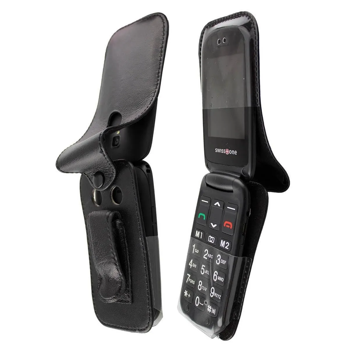 caseroxx Komu C2 fondina con clip vera pelle nero