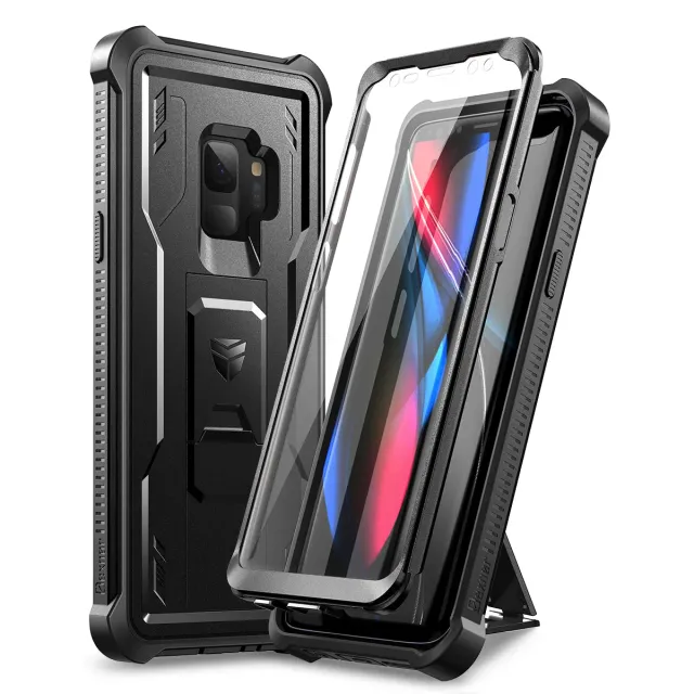 Dexnor Cover Galaxy S9 Nera Antishock con Stand e Vetro