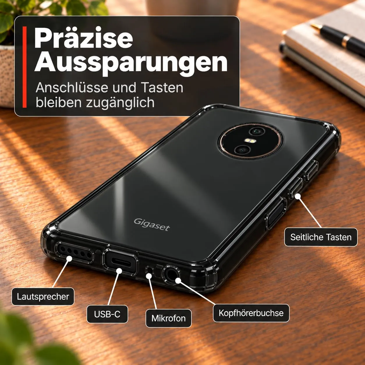 caseroxx GX6 Custodia TPU Gigaset GX6 Pro Nero Antiscivolo