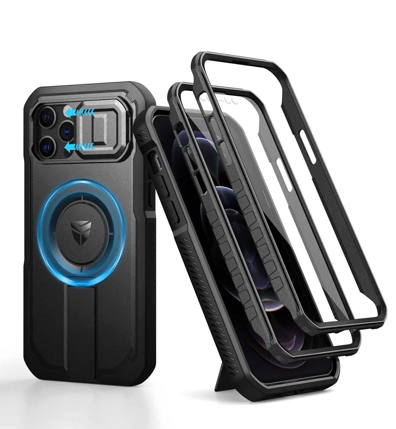 Dexnor iPhone 12 cover nera MagSafe antishock con stand
