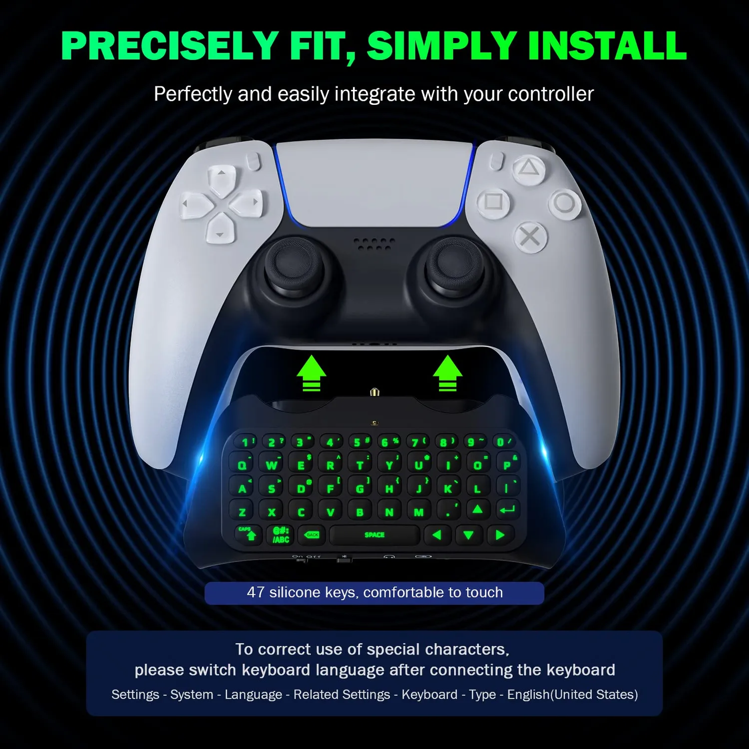 MoKo Tastiera Wireless Controller PS5 47 Tasti nero retroilluminata