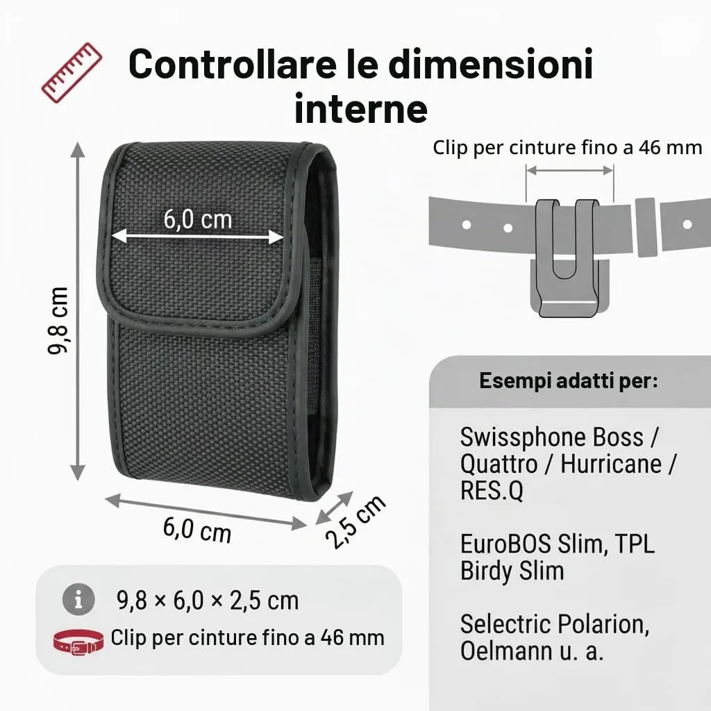 caseroxx cercapersone borsa nylon nera compatta
