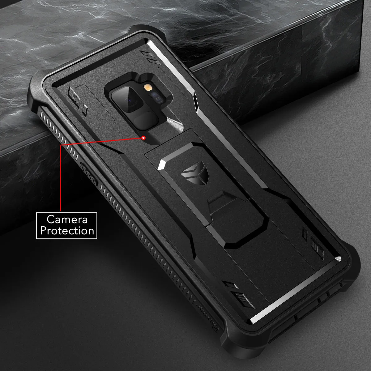 Dexnor Cover Galaxy S9 Nera Antishock con Stand e Vetro