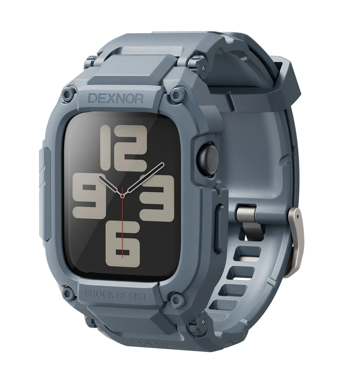 Dexnor Cinturino Cover Apple Watch 44mm Nero Vetro Temperato