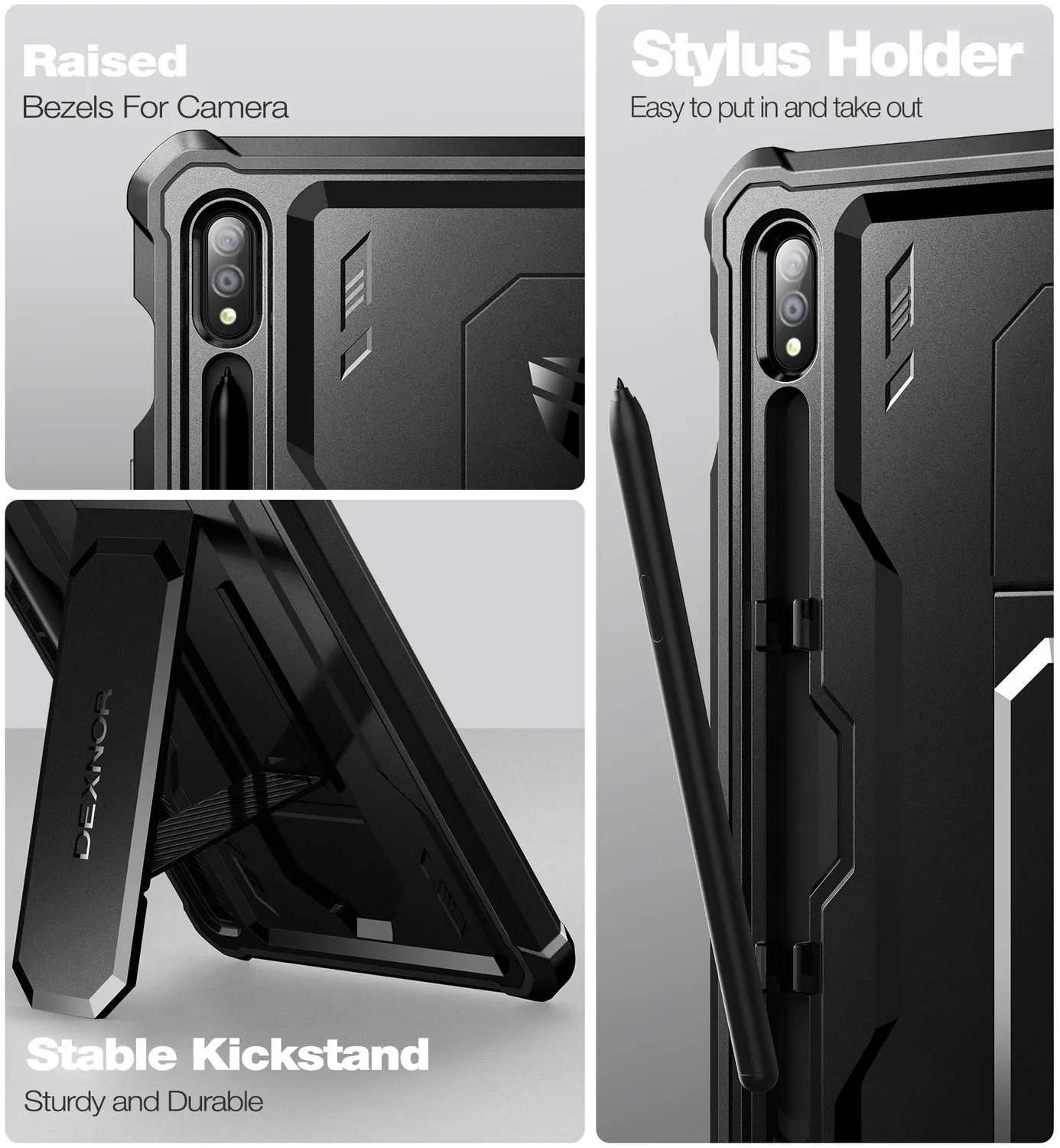 Dexnor Galaxy Tab S7 S8 11" cover nera rugged pennino