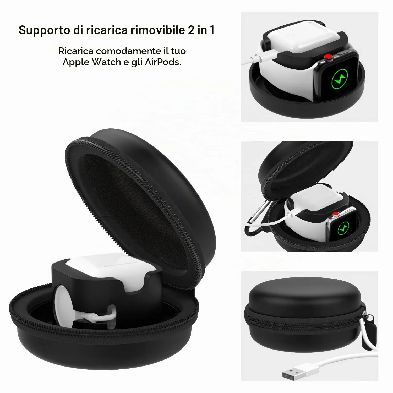 MoKo Custodia Viaggio Apple Watch AirPods Nera Organizer