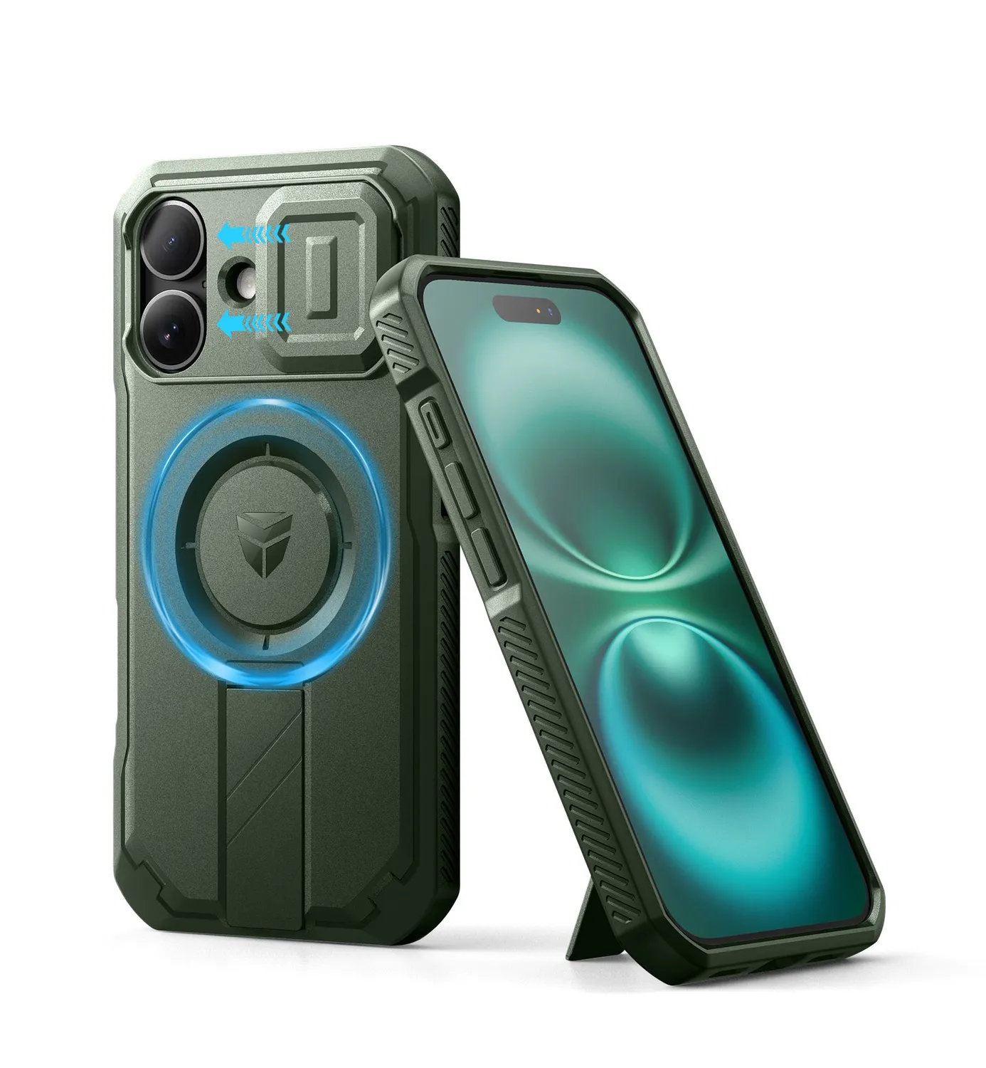 Dexnor iPhone 16 custodia nera magnetica con cavalletto