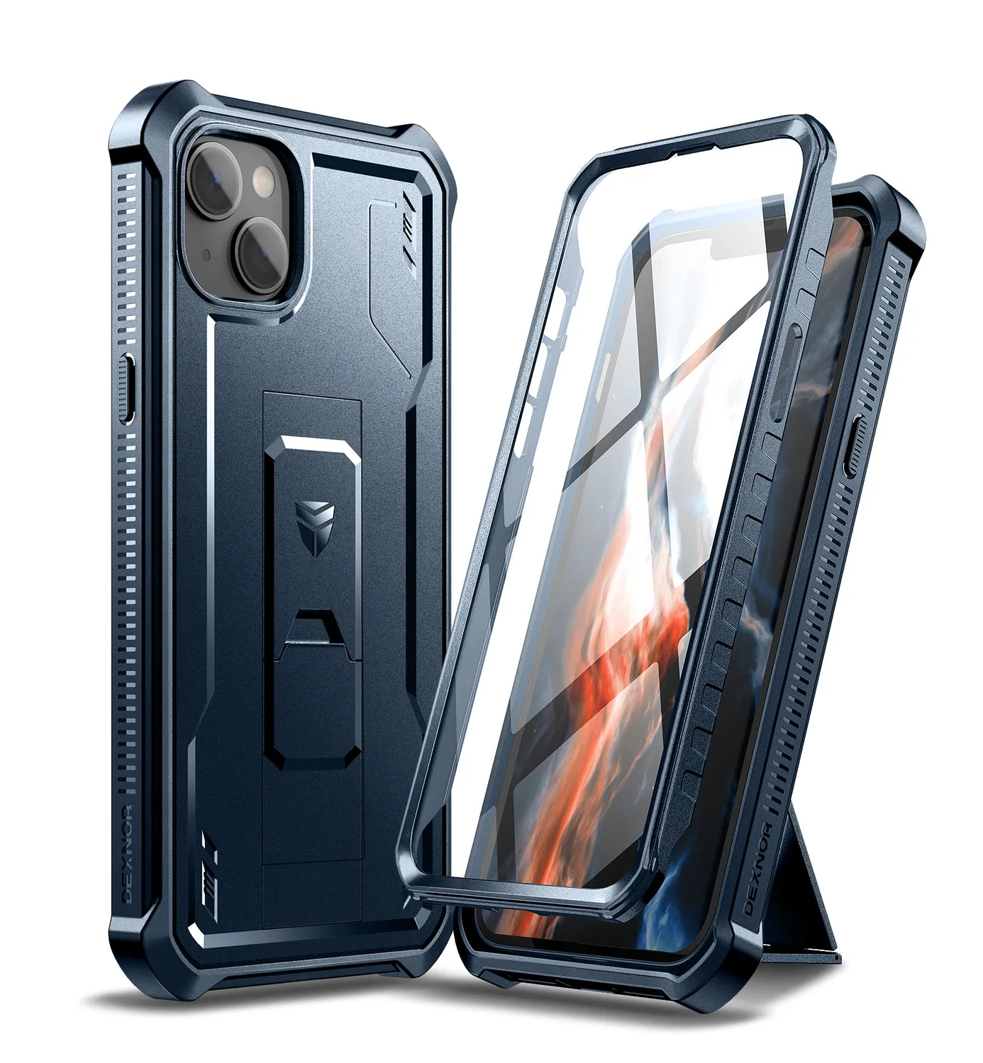 Dexnor iPhone 14 Plus cover nera antiurto con stand
