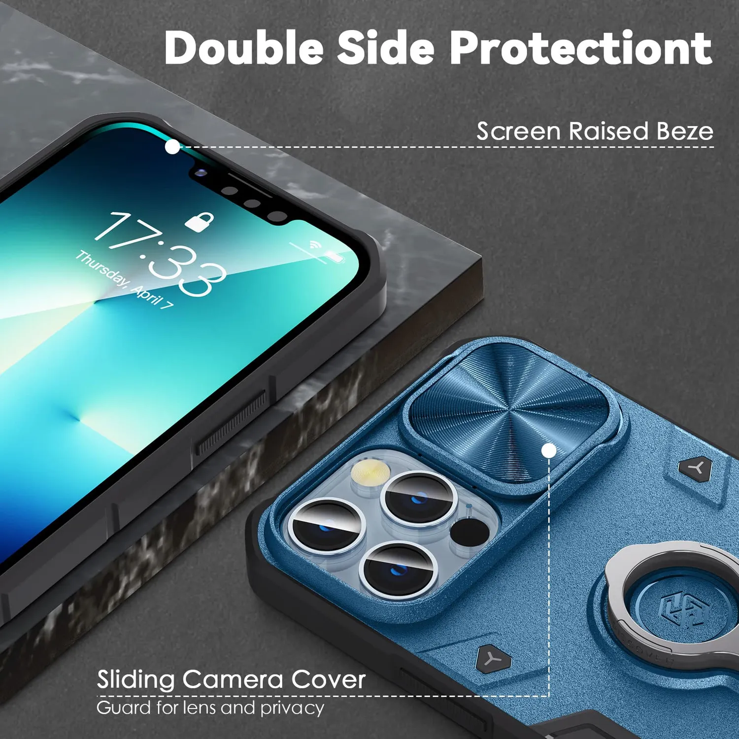 CloudValley Cover iPhone 13 Pro Max con Anello Blu
