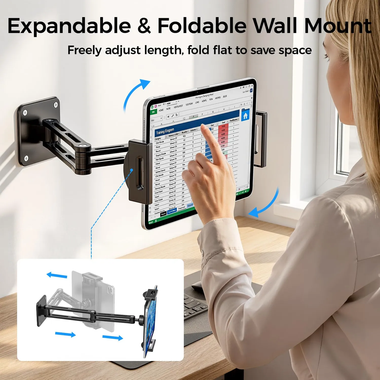 MoKo Supporto Parete Tablet 4,7-13" Nero Braccio 45cm