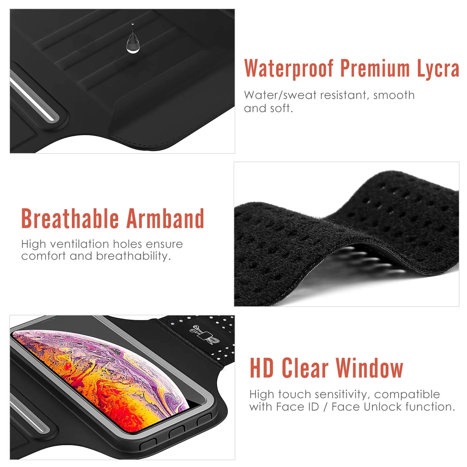 MoKo fascia braccio running smartphone 6,5 pollici nero