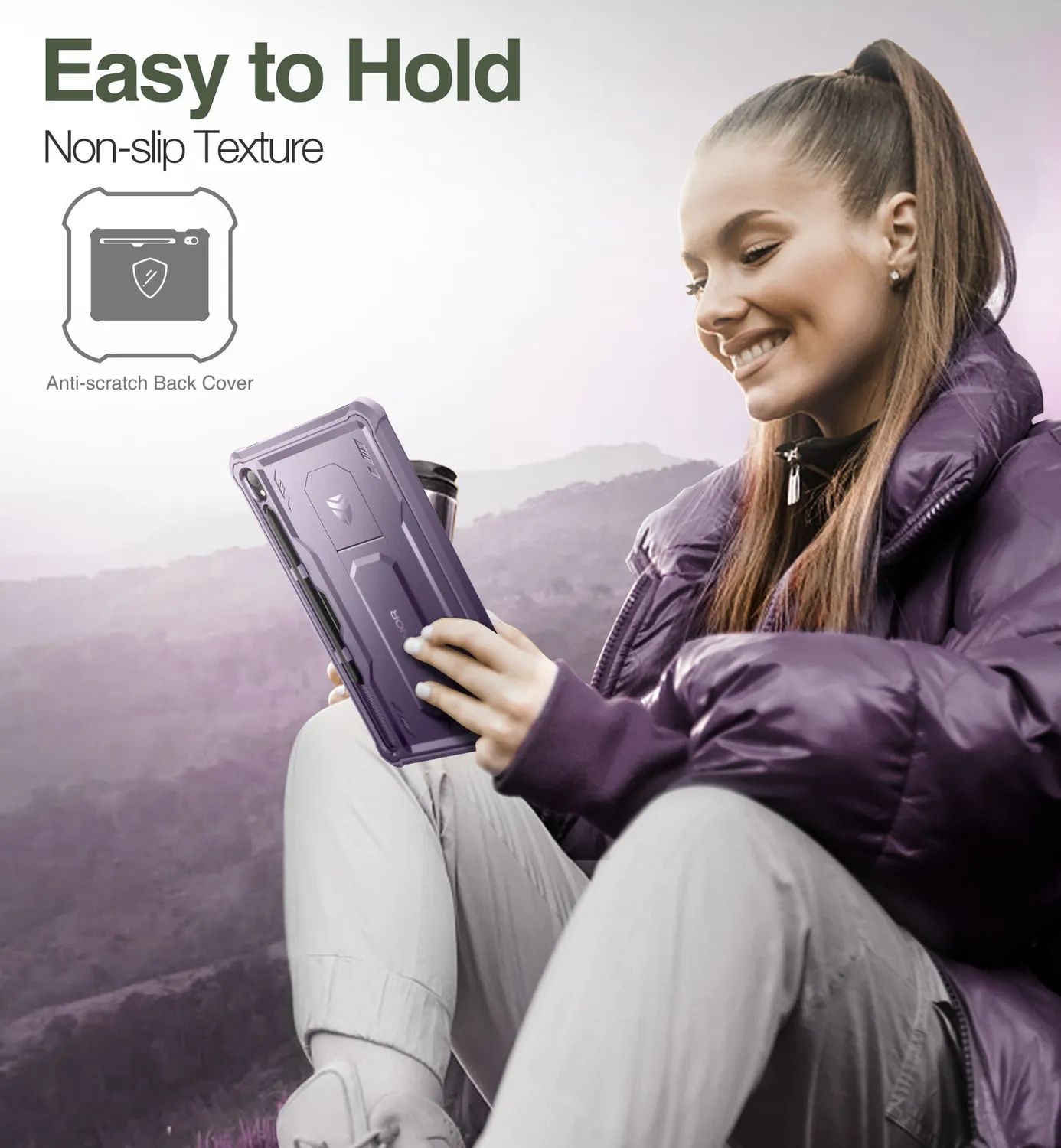 Dexnor Galaxy Tab S9 custodia antiurto con stand viola