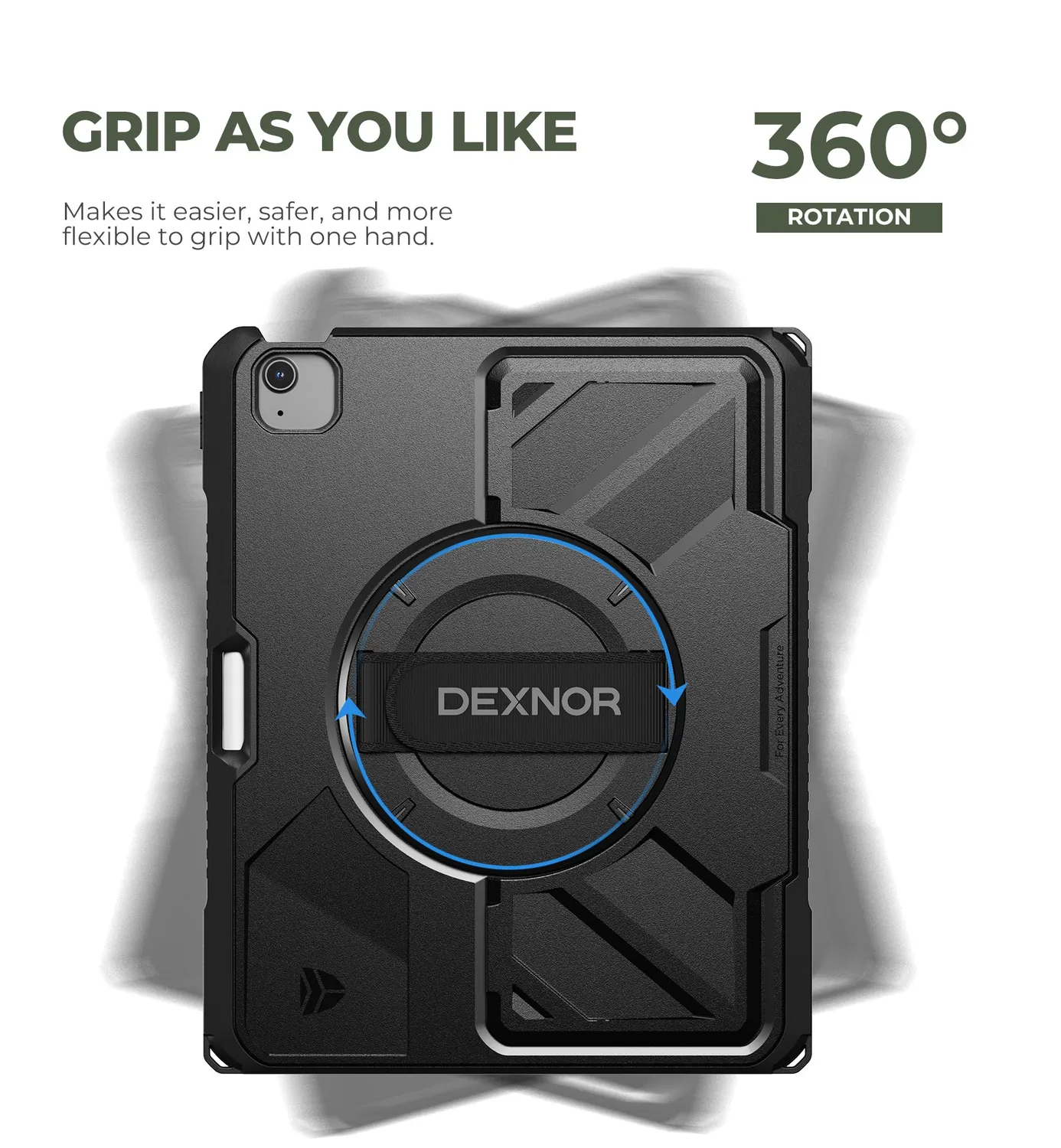 Dexnor iPad Air 13 M3 custodia 360° con stand nera