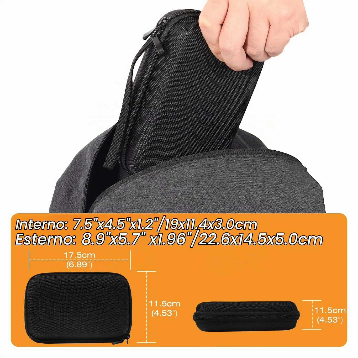 MoKo custodia GPS 7 pollici nera 18 cm imbottita