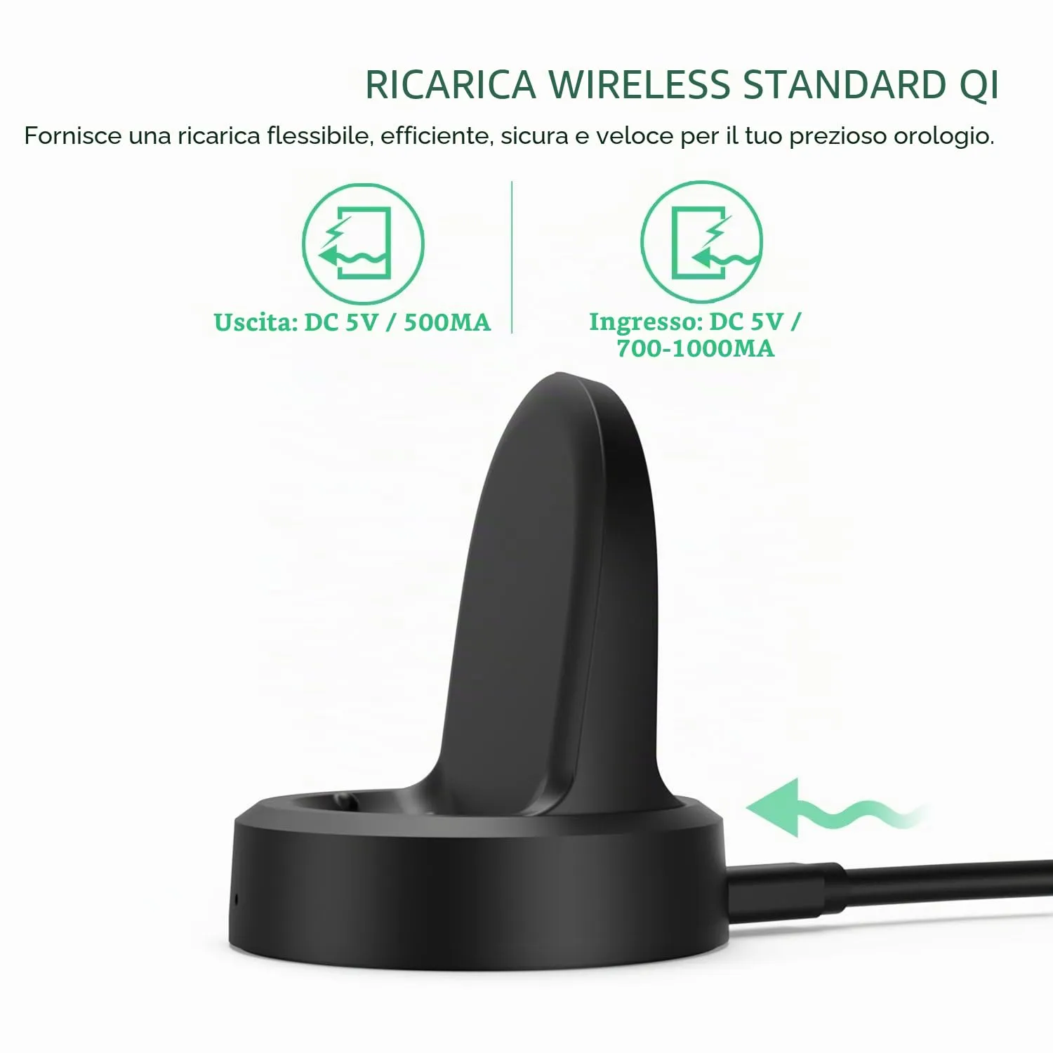 MoKo Samsung Gear S3 base ricarica wireless Qi nera