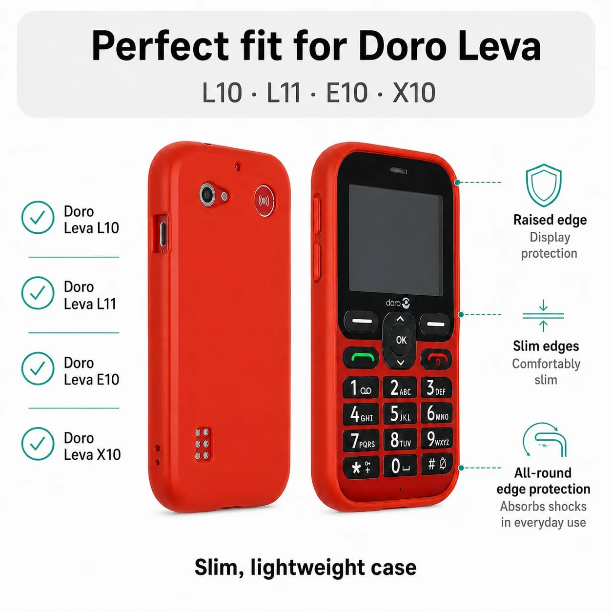 caseroxx Leva L10/L11/E10/X10 cover TPU rosso antiurto