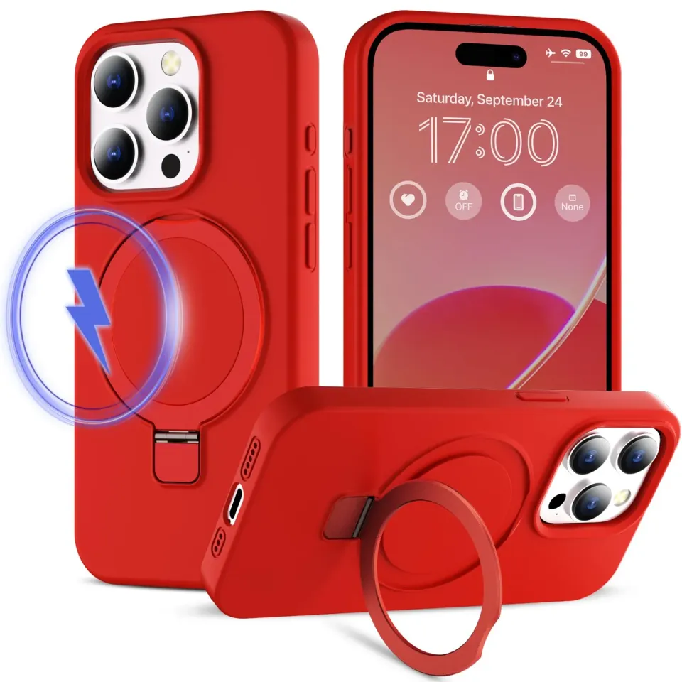 CloudValley iPhone 15 Pro Cover Silicone Rossa MagSafe