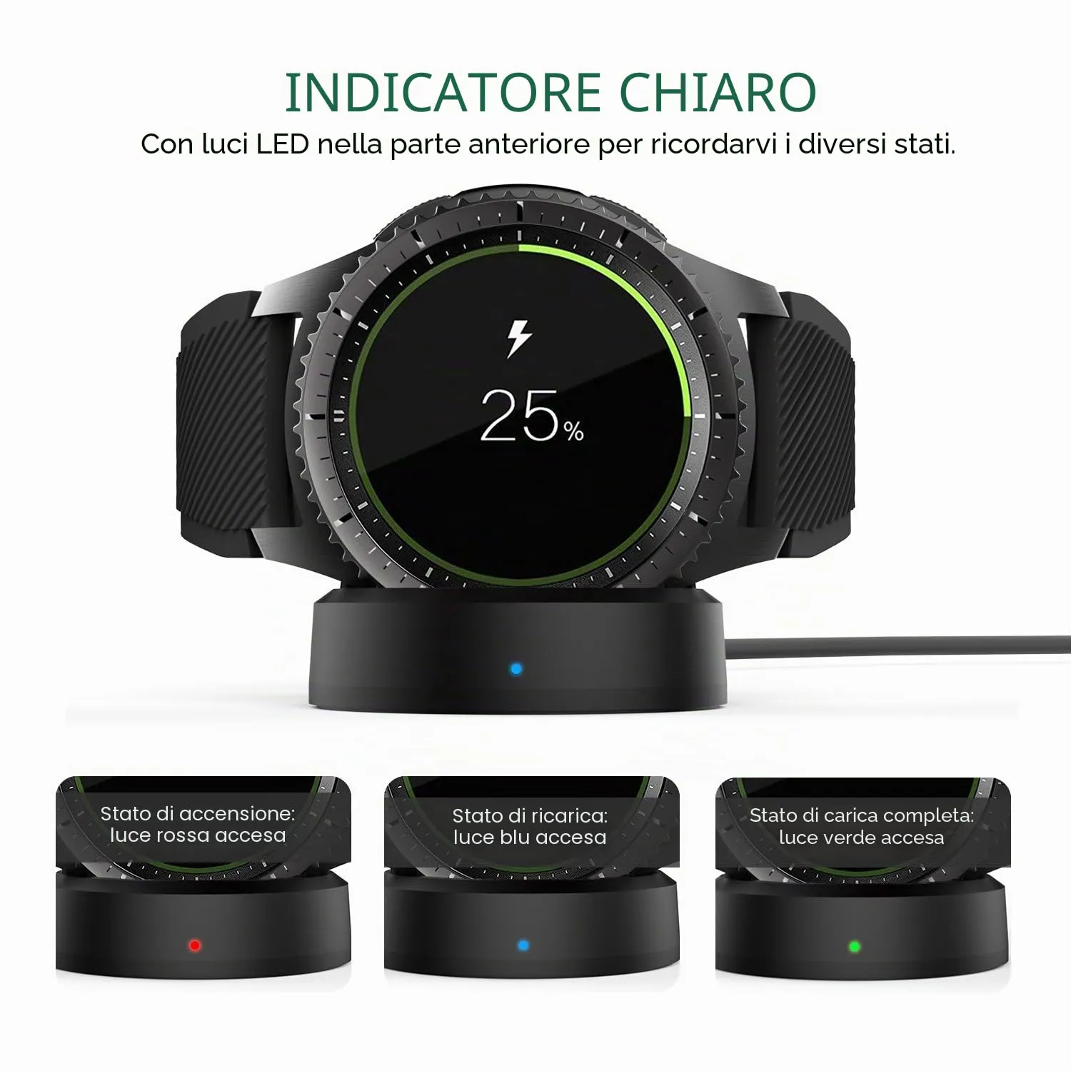 MoKo Samsung Gear S3 base ricarica wireless Qi nera