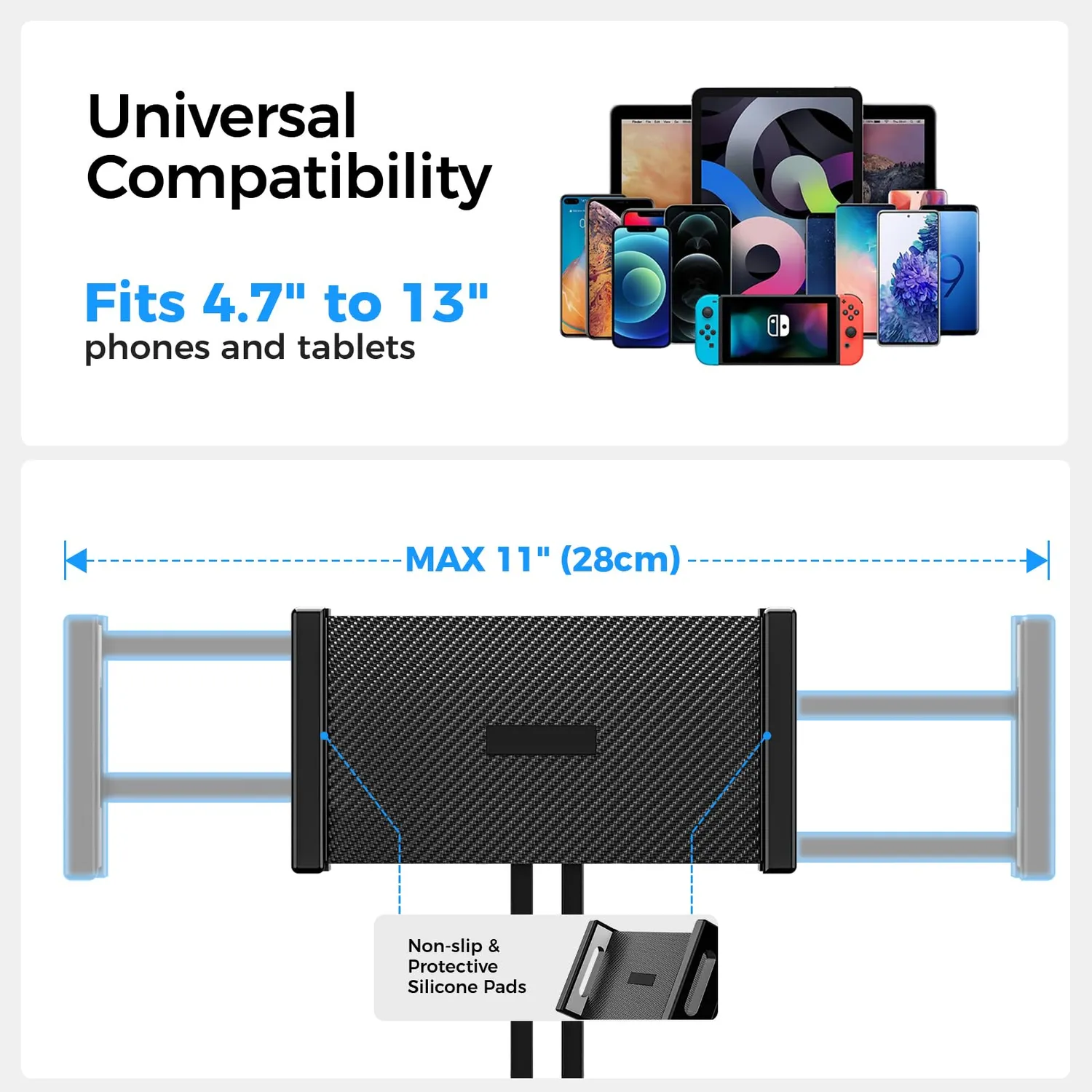 MoKo Supporto Parete Tablet 4,7-13" Nero Braccio 45cm