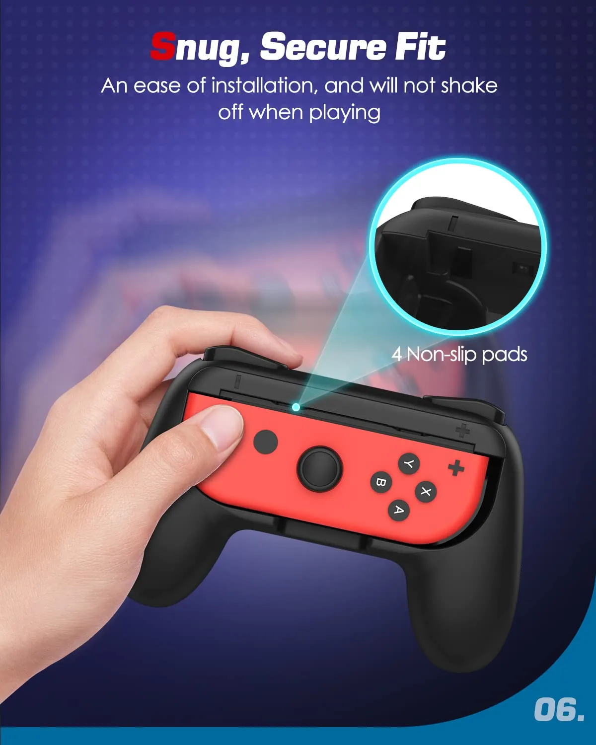 MoKo Impugnatura Joy-Con Nintendo Switch Controller nero ABS