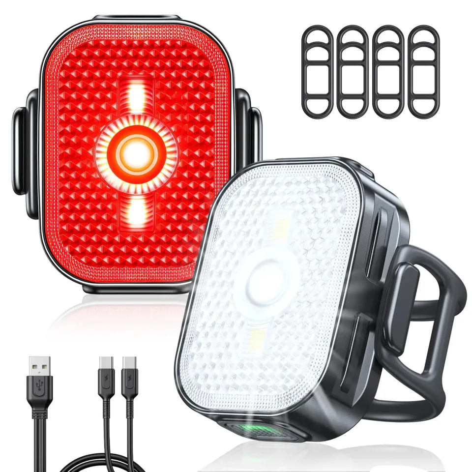 EOIWUY luci bici LED anteriore+posteriore USB-C 1 set IP65